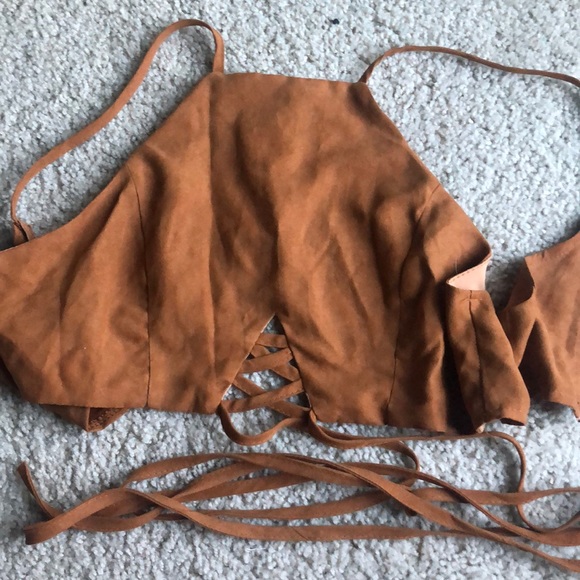 suede crop top - Picture 3 of 3